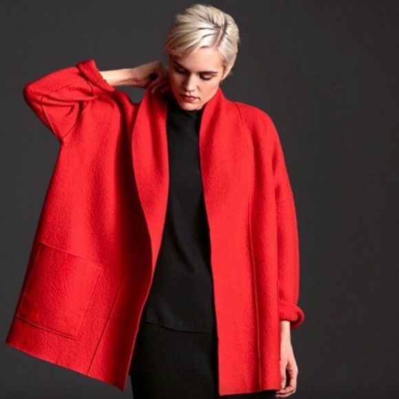 Eileen Fisher Jackets & Blazers - Eileen Fisher Red Wool Shawl